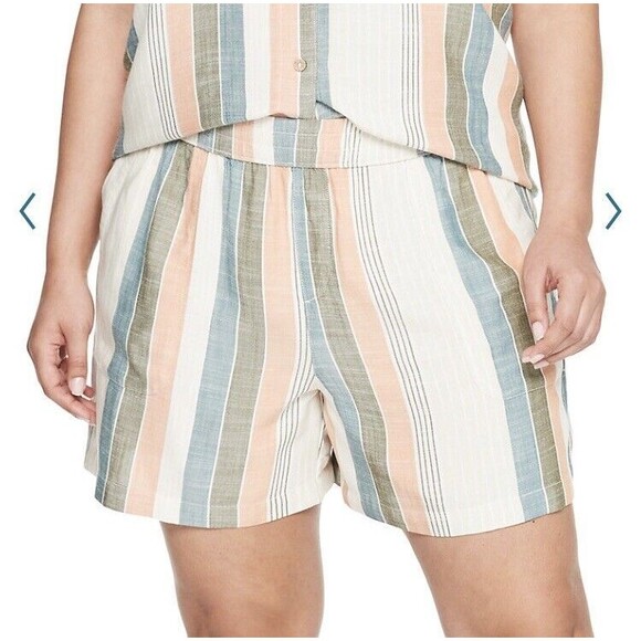 SONOMA SHORTS Plus Size 3X Neutral Stripes  Pull On Elastic Waist $36 Woman New - Picture 2 of 9